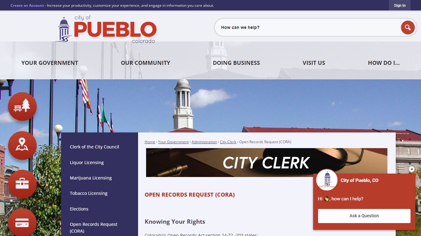 Open Records Request (CORA) | Pueblo, CO - Official Website